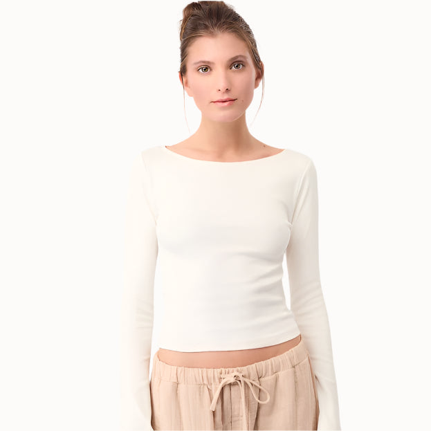 Weisses Langarmshirt von Mandala aus Bio-Baumwolle