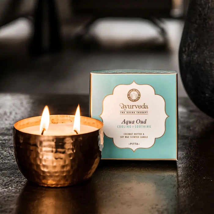 Ayurvedische Pitta Kerze mit Aqua-Noten und Oud