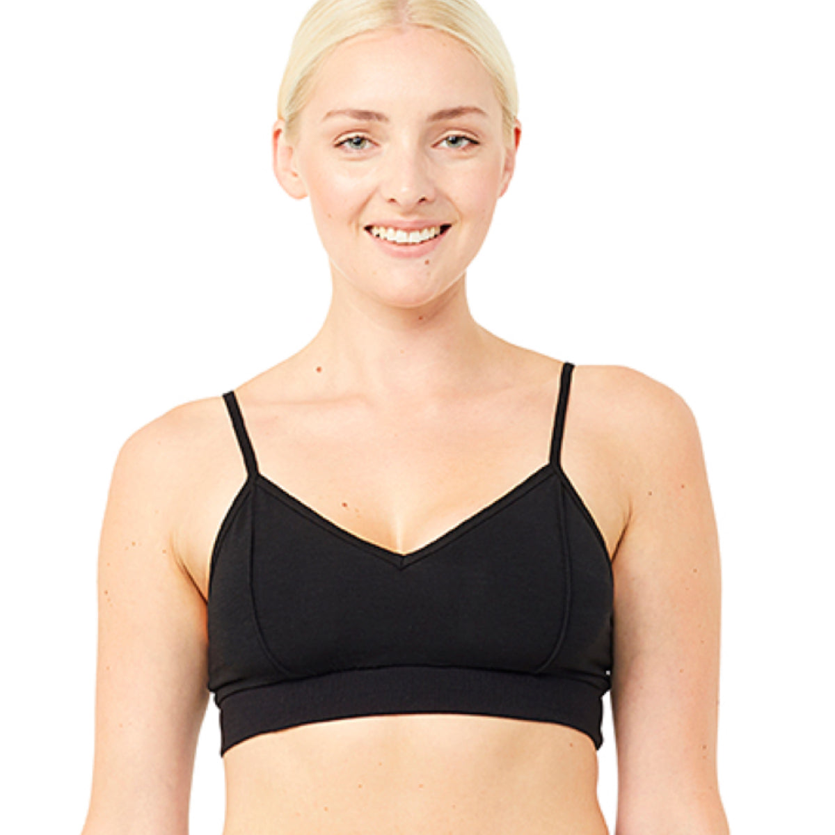Yoga-Kleidung: Schwarzer Yoga BH und Daybra mit verstellbaren Trägern aus nachhaltigem Tencel