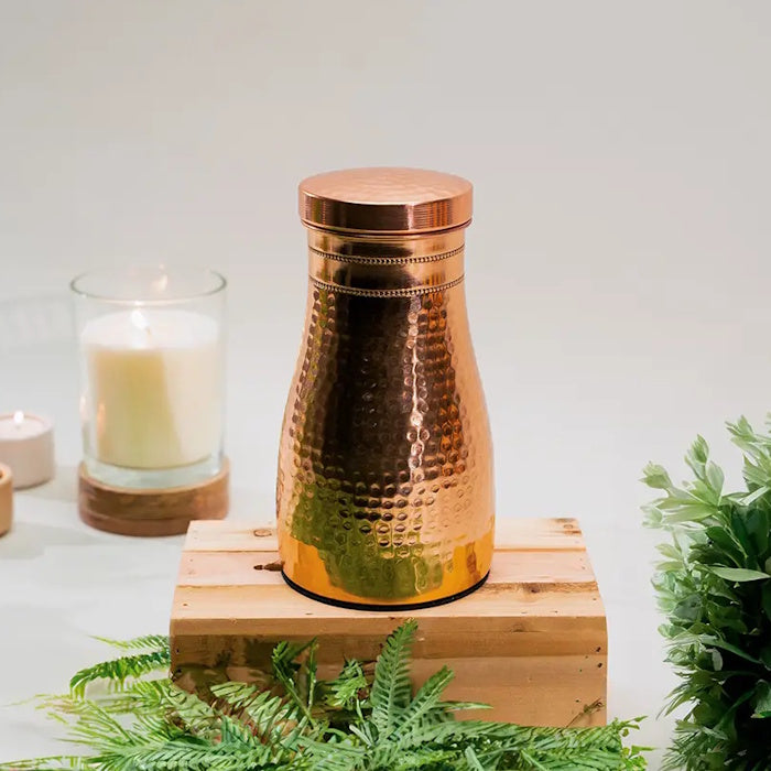 Ayurveda Kupferkaraffe gehämmert mit Deckel