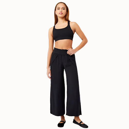 Schwarze Yogahose von Mandala aus veganer Seide