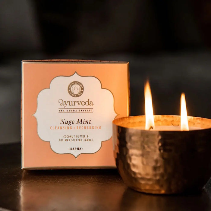 Ayurveda Duftkerze im verkupfertem Metallgefäss