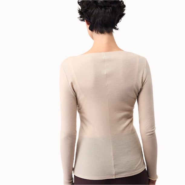 Naturfarbenes Langarmshirt von Mandala aus Lyocell und Wolle