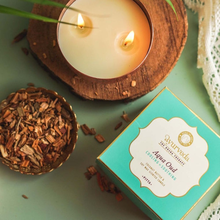 Ayurvedische Pitta Kerze mit Aqua-Noten und Oud