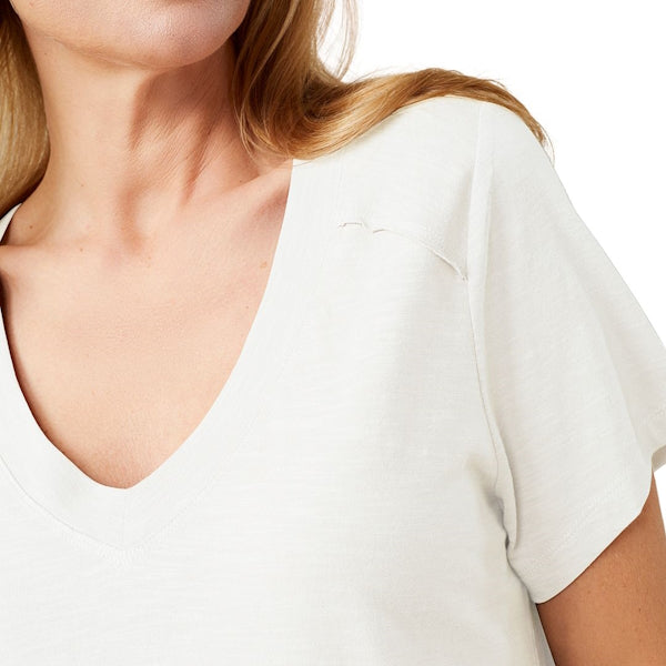 Yoga T-Shirt von Mandala mit V-Ausschnitt aus Bio-Baumwolle &amp; Modal Weiss