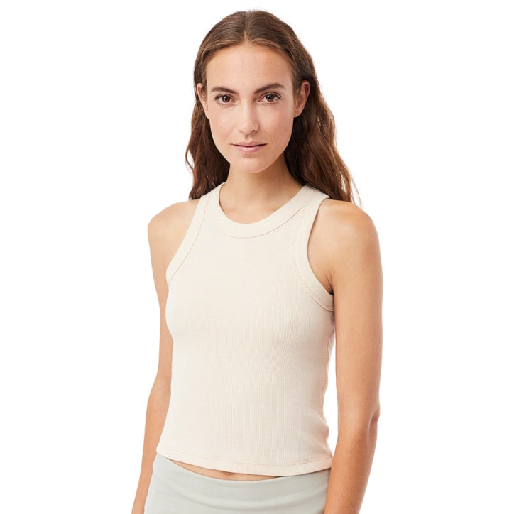 Nachhaltige Yoga Kleidung: Crop Top aus gerippter Bio-Baumwolle natur
