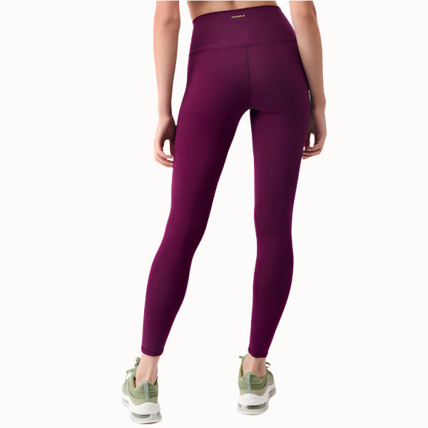 Hochgeschnittene Yoga Leggings in purpur mit langem Bein