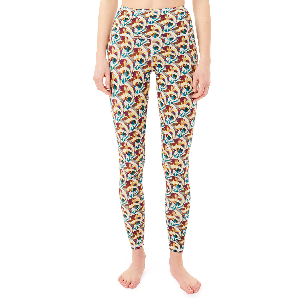 Bedruckte mehrfarbige Yoga Legging von Mandala aus weichem und elastischem Material Tencel und Biobaumwolle. 